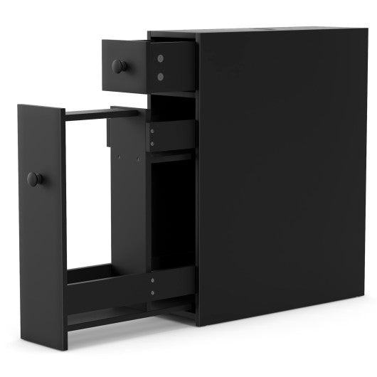 Black Bathroom Cabinet Space Saver Storage Organizer-Black