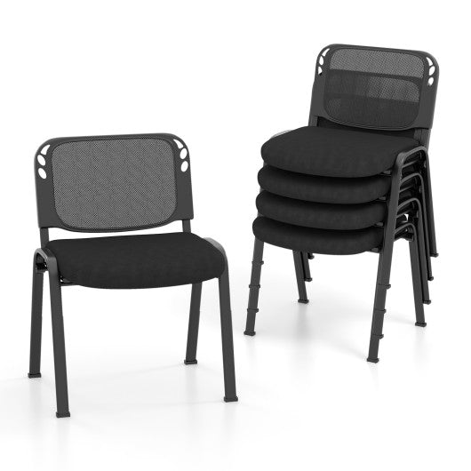 Set of 5 Stackable Conference Chairs with Mesh Back