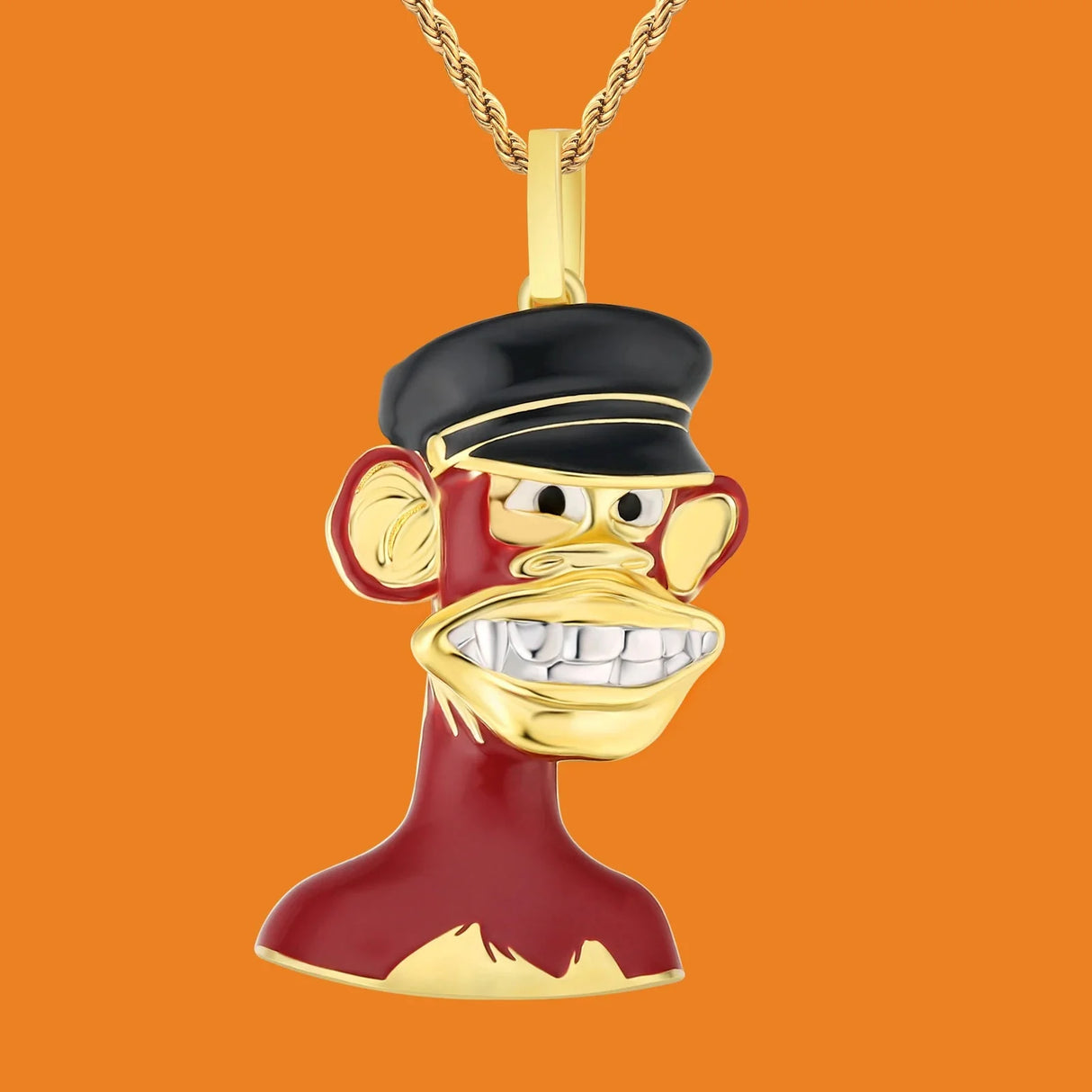 Bling Proud X Bored Ape NFT Pendant with Platinum Teeth by Bling Proud | Urban Jewelry Online Store