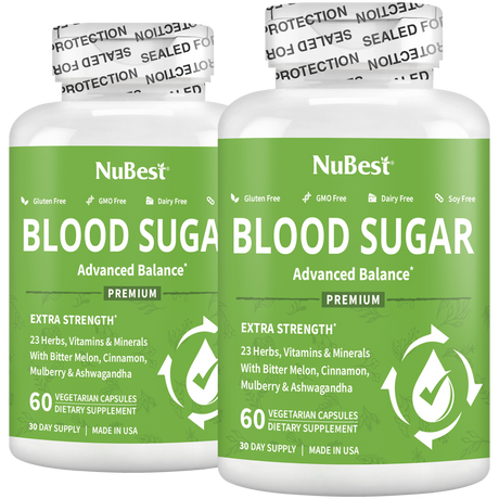 Blood Sugar Supplement, Advanced Formula For Energy Balance, Immunity & Overall Health, 60 Vegan Capsules by NuBest Nutrition®