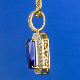 Blue Sapphire Gemstone Pendant 14K Gold Plated by Bling Proud | Urban Jewelry Online Store