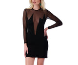 InstantFigure Short Dress With Sheer Mesh Deep V-Neck 168226 by InstantFigure INC