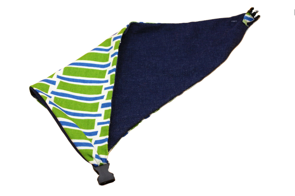 Blue and Green Geometric Reversible Dog Bandana by Uptown Pups