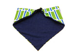 Blue and Green Geometric Reversible Dog Bandana by Uptown Pups