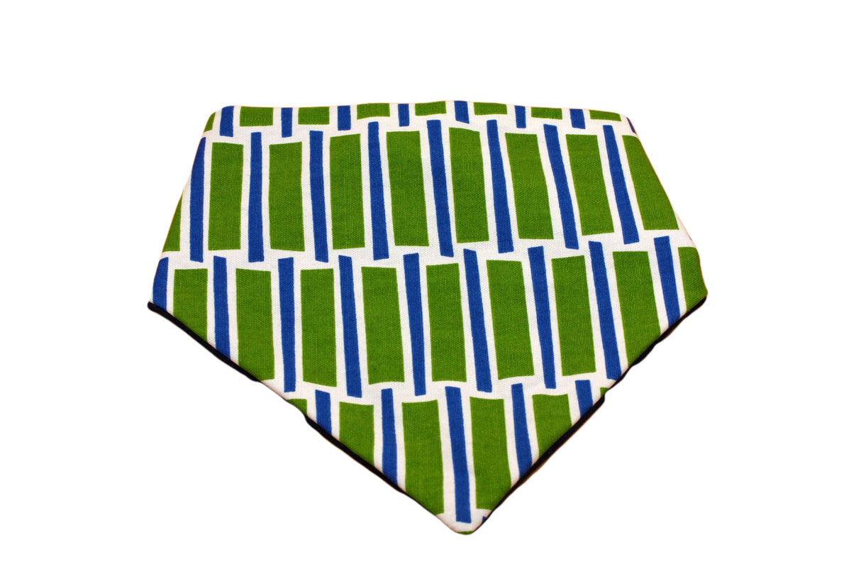 Blue and Green Geometric Reversible Dog Bandana by Uptown Pups