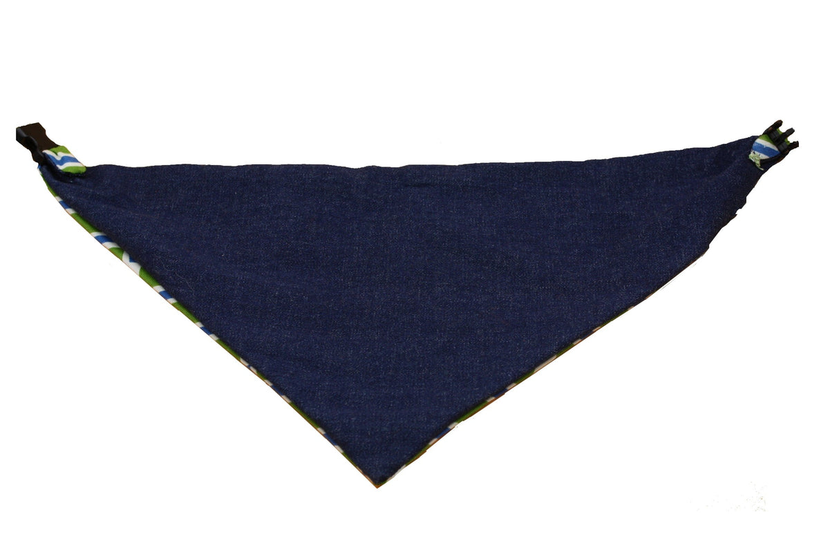 Blue and Green Geometric Reversible Dog Bandana by Uptown Pups