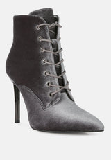 bornsta velvet high heeled velvet boots by London Rag