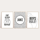 Personalised Name Gamer Eat Sleep Game Repeat Children's Wall Decor Set Of 3 Prints by WinsterCreations™ Official Store