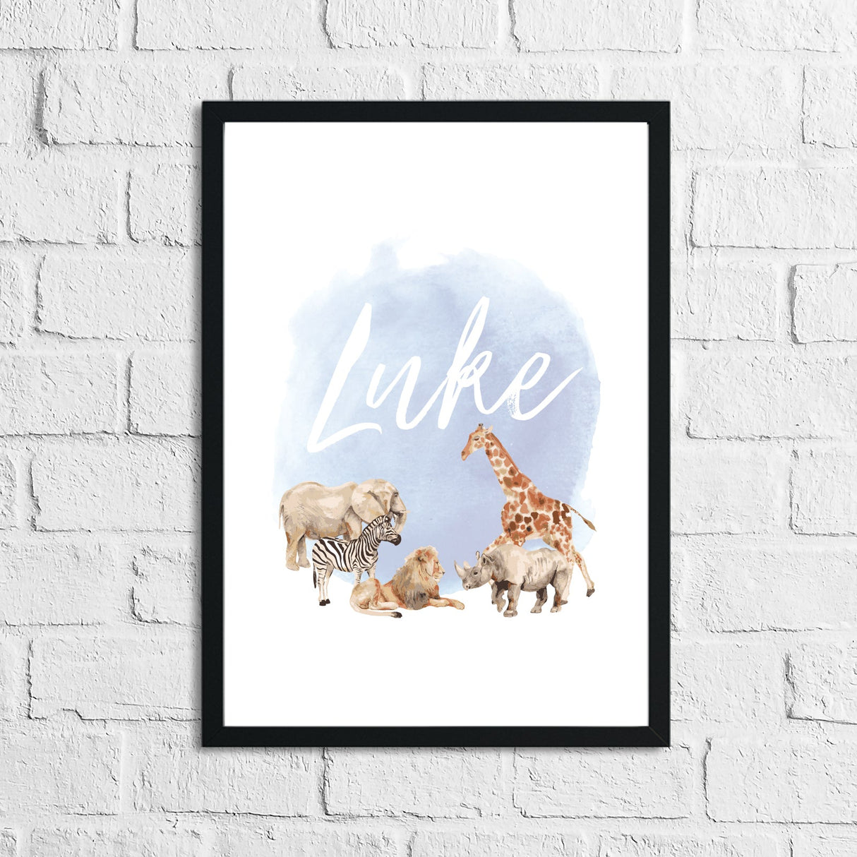 Personalised Zoo Animals Blue Name Children's Room Wall Decor Print by WinsterCreations™ Official Store