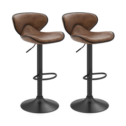 Set of 2 Adjustable Bar Stools Swivel Bar Chairs Pub Kitchen