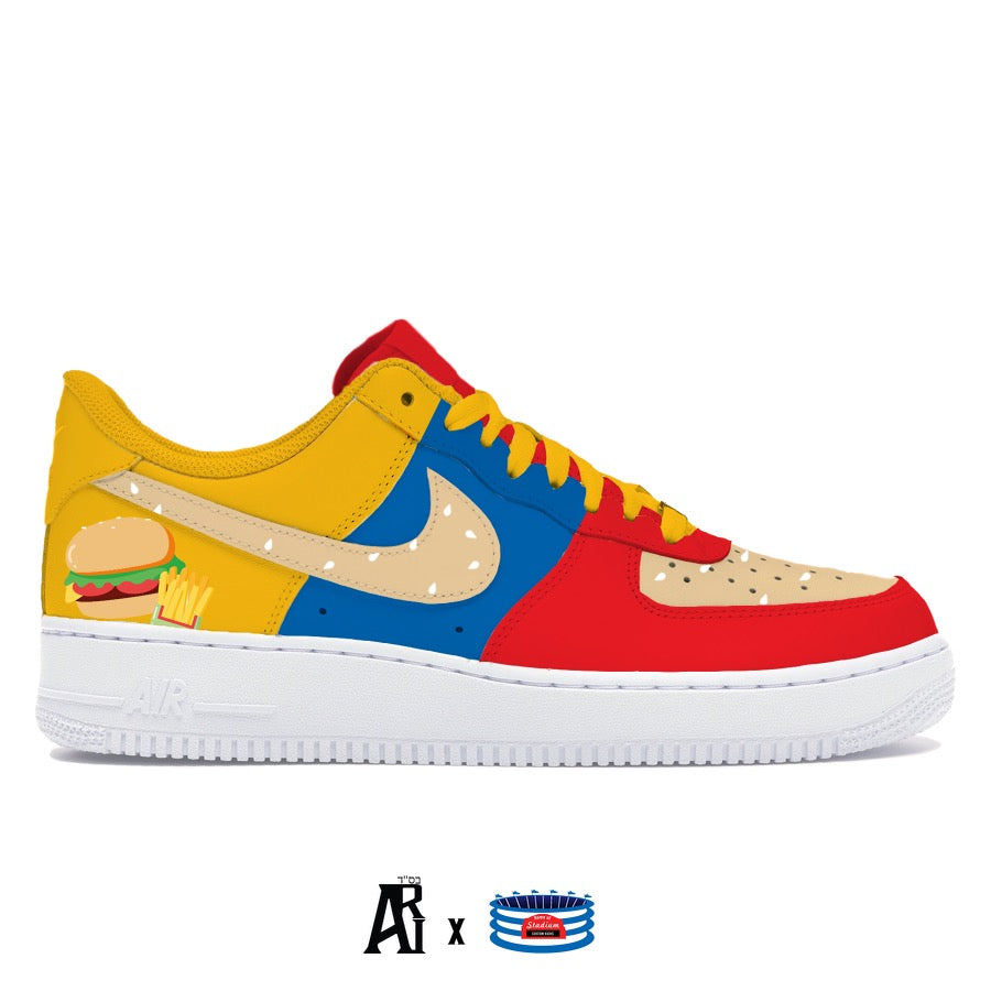 "Burger" Nike Air Force 1 Low Shoes by Stadium Custom Kicks