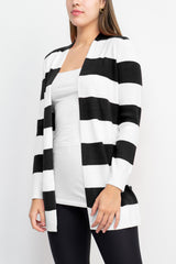 Cyrus Knits Open Front Long Sleeve Stripe Pattern Knit Cardigan by Curated Brands