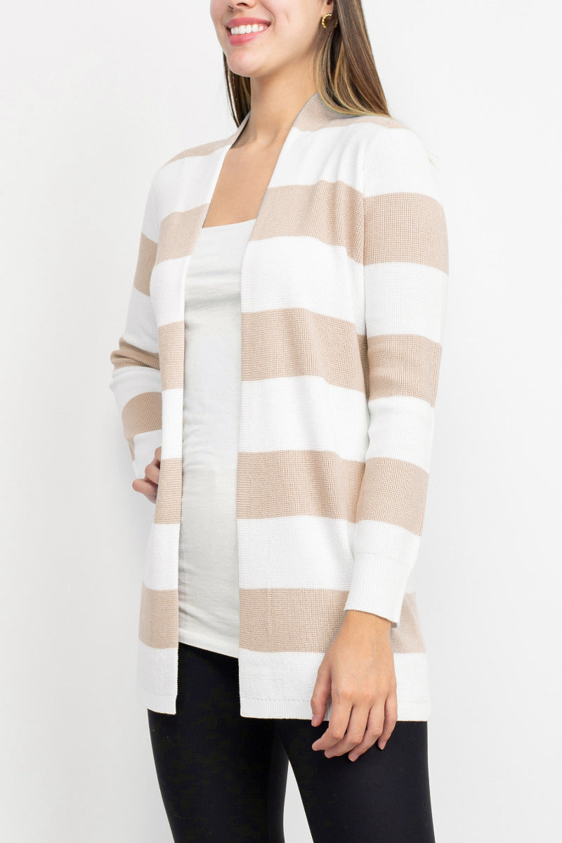 Cyrus Knits Open Front Long Sleeve Stripe Pattern Knit Cardigan by Curated Brands