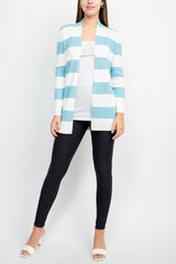 Cyrus Knits Open Front Long Sleeve Stripe Pattern Knit Cardigan by Curated Brands