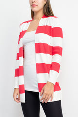 Cyrus Knits Open Front Long Sleeve Stripe Pattern Knit Cardigan by Curated Brands