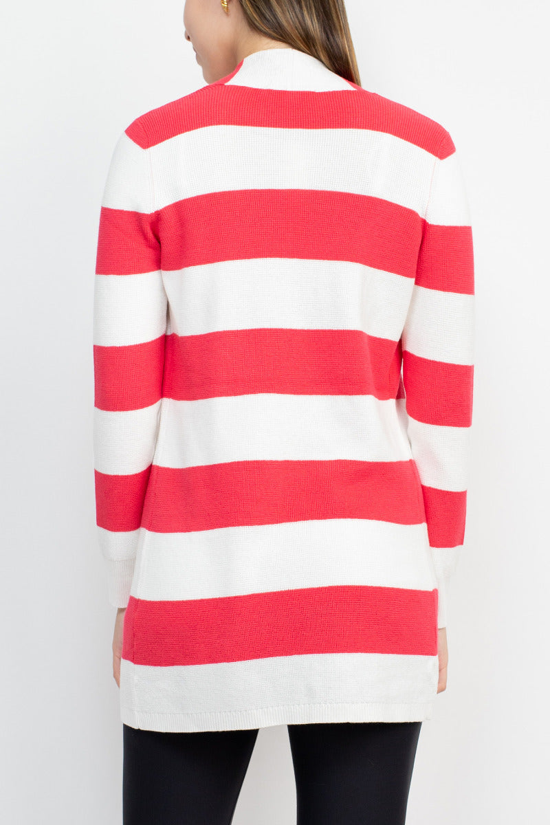 Cyrus Knits Open Front Long Sleeve Stripe Pattern Knit Cardigan by Curated Brands