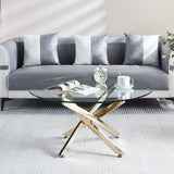 Modern Round Tempered Glass Coffee Table with Stainless Steel Legs by Blak Hom