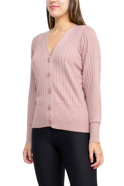 Cyrus V-Neck Button Down Long Sleeve Knit Cardigan by Curated Brands