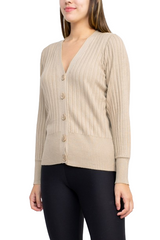 Cyrus V-Neck Button Down Long Sleeve Knit Cardigan by Curated Brands