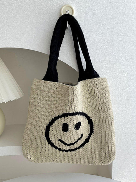 Smiley Face Pattern Woven Handbag by migunica