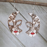 Venetian Half Mask Wooden Dangle Earrings by Cate's Concepts, LLC - Vysn