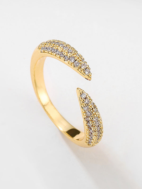 Simple Casual Zircon Adjustable Ring by migunica