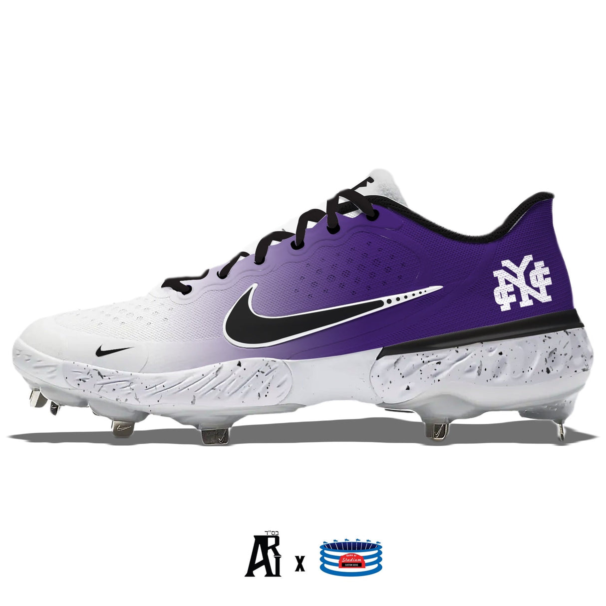 "CCNY" Nike Alpha Huarache Elite 3 Low Cleats by Stadium Custom Kicks