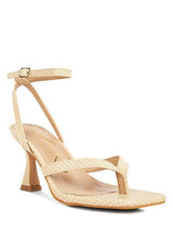 CELTY Ankle Strap Spool Heel Thong Sandals - Vysn