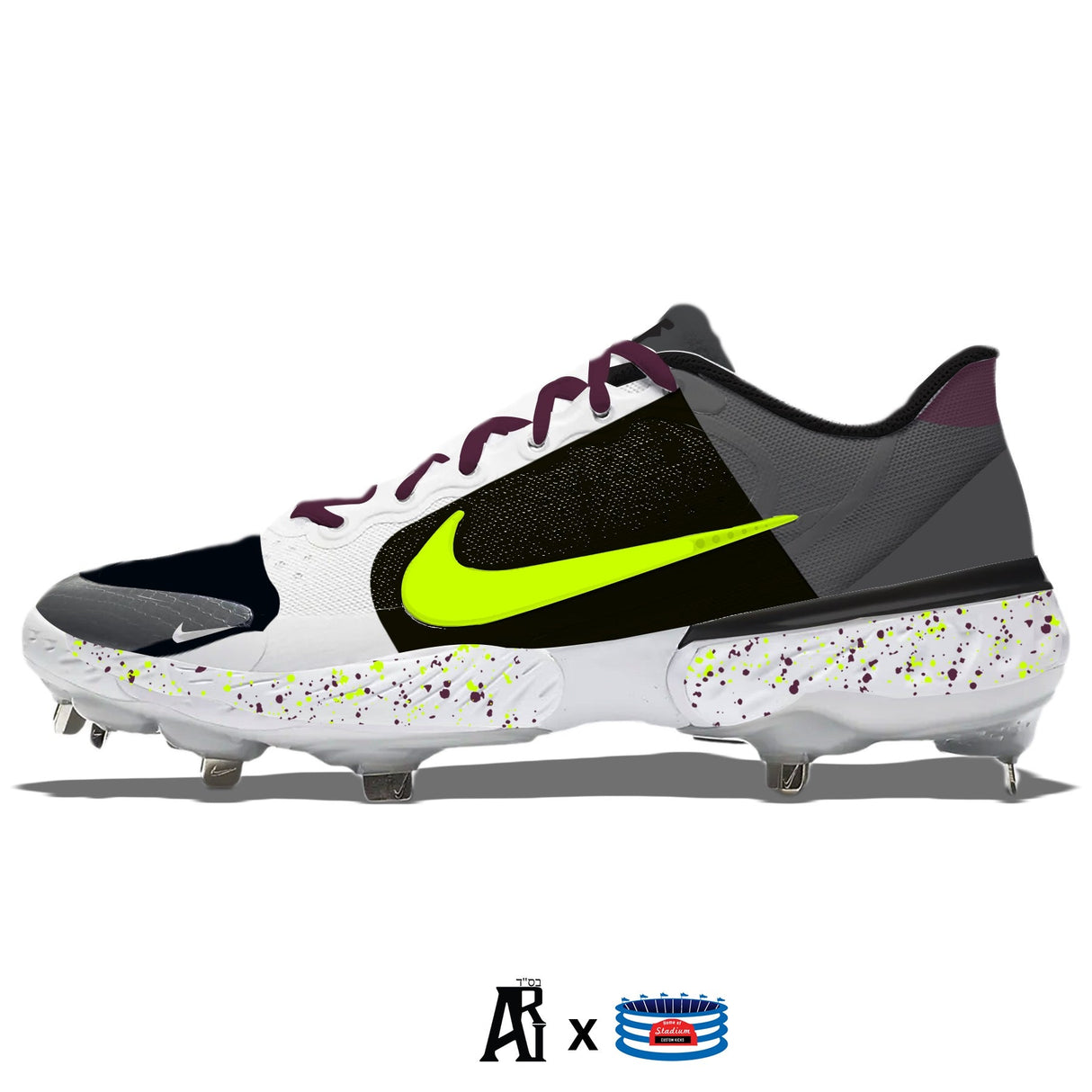 "Chaos" Nike Alpha Huarache Elite 3 Cleats by Stadium Custom Kicks