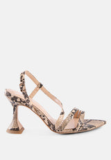 cherry tart snake print spool heel sandals by London Rag