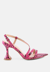 cherry tart snake print spool heel sandals by London Rag