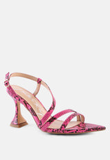 cherry tart snake print spool heel sandals by London Rag