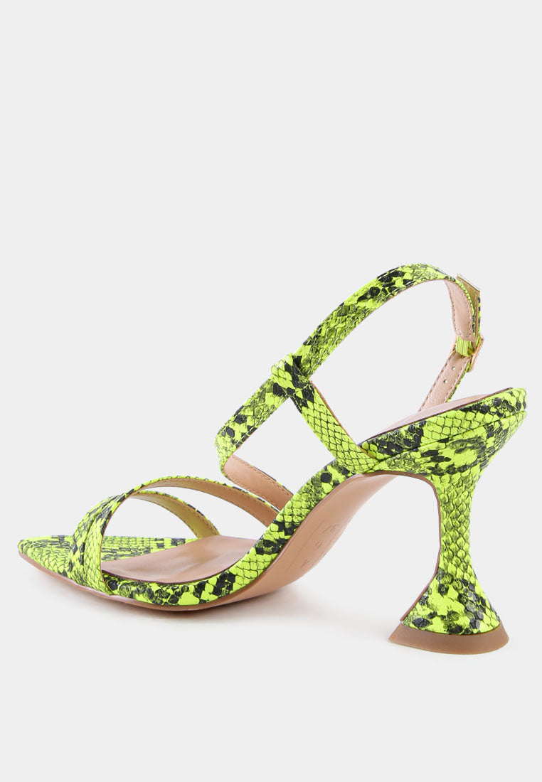 cherry tart snake print spool heel sandals by London Rag