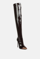 chimes high heel patent long boots by London Rag