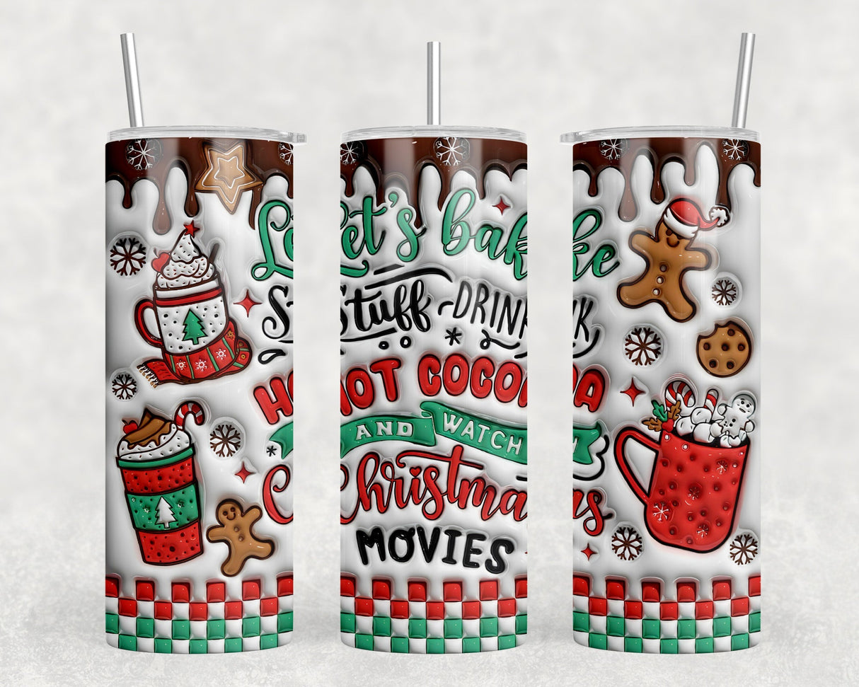 Christmas Movies - 20 oz Steel Skinny Tumbler - Optional Blue Tooth Speaker - Speaker Color will Vary by Rowdy Ridge Co