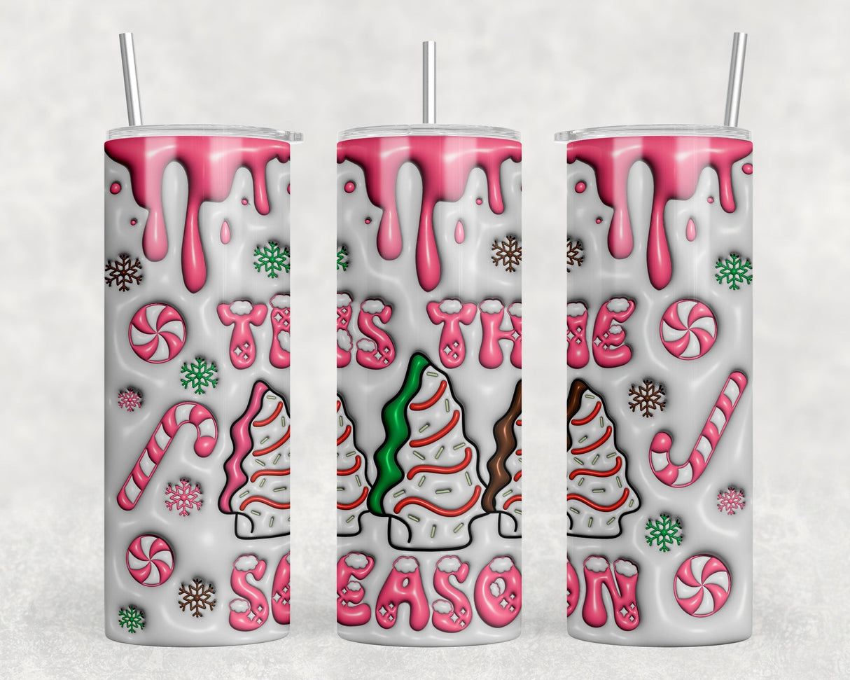 Christmas Tree Snack Cakes  - 20 oz Steel Skinny Tumbler - Optional Blue Tooth Speaker - Speaker Color will Vary by Rowdy Ridge Co