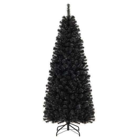 Pre-lit Christmas Halloween Tree with PVC Branch Tips and Warm White Lights-6 ft