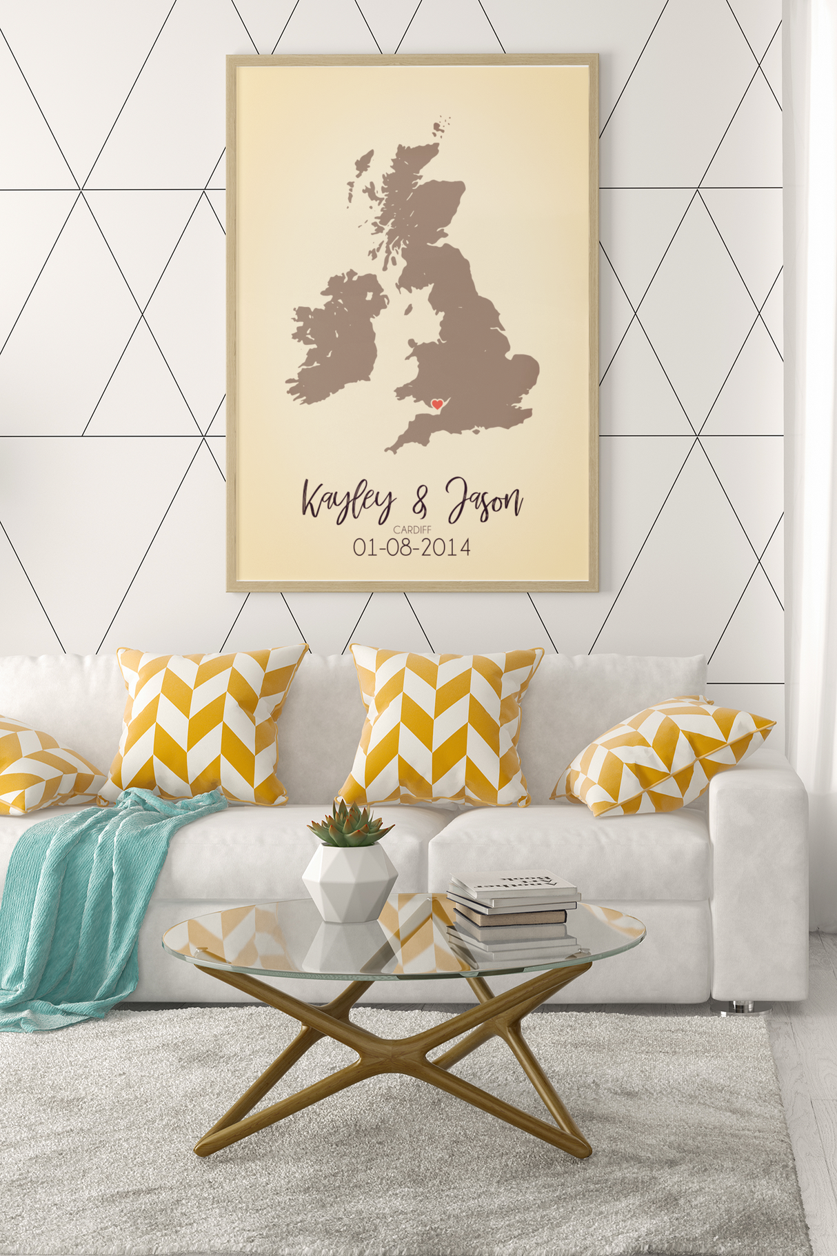 Couples United Kingdom Map with Special Dates & Heart Personalised 2022 Wall Decor Print with 10 New Styles by WinsterCreations™ Official Store