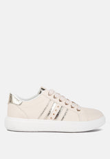 Claude Faux Leather Back Panel Detail Sneakers by London Rag