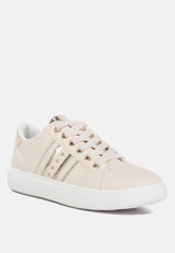 Claude Faux Leather Back Panel Detail Sneakers by London Rag