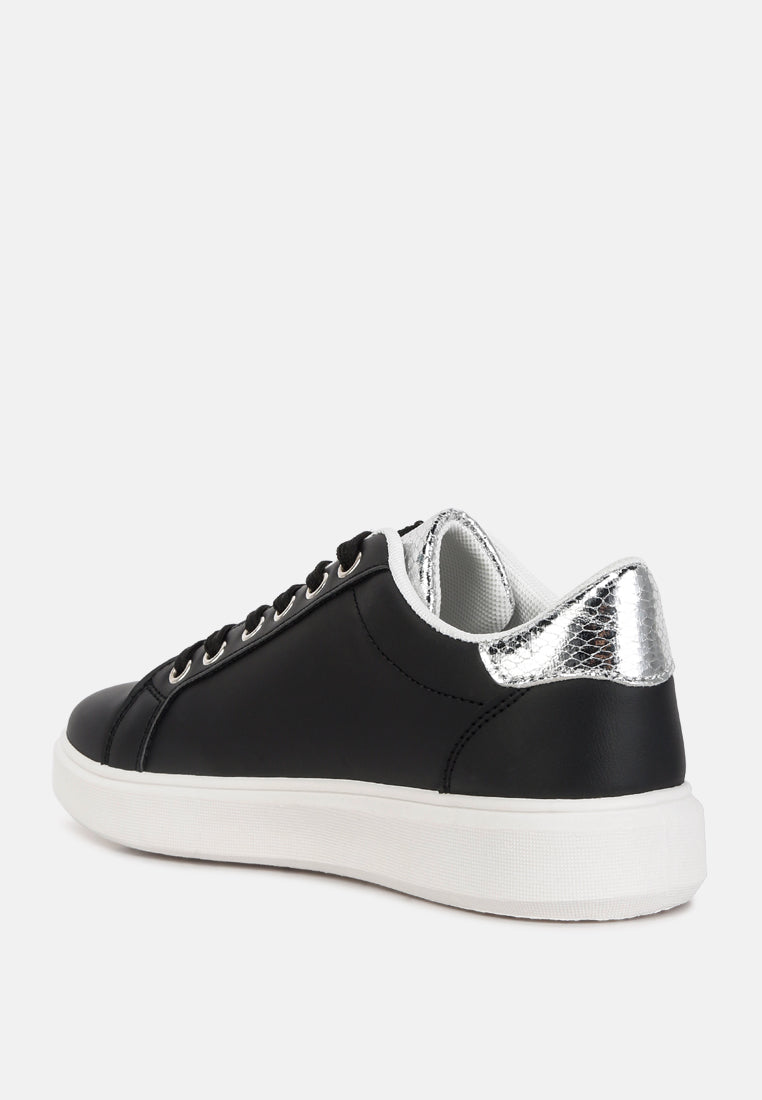 Claude Faux Leather Back Panel Detail Sneakers by London Rag