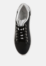 Claude Faux Leather Back Panel Detail Sneakers by London Rag