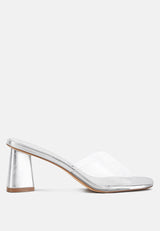 clear flirt clear strap slip on heel sandals by London Rag