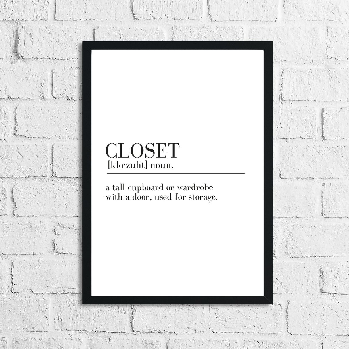 Closet Definition Dressing Room Simple Wall Home Decor Print by WinsterCreations™ Official Store