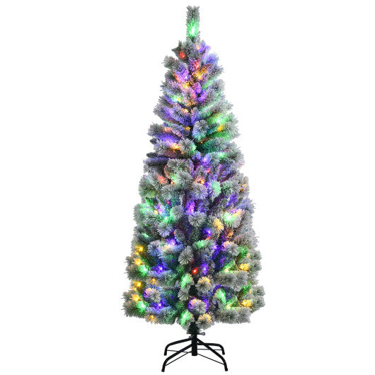 Pre-Lit Hinged Christmas Tree with Remote Control Lights-6'