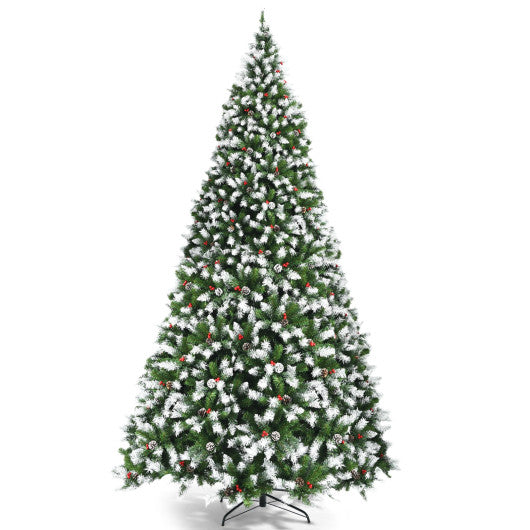 Pre-Lit Hinged Lifelike Lush Artificial Christmas Tree with PVC Tips-9 Feet