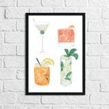 4 Cocktails Drink Alcohol Wall Decor Print by WinsterCreations™ Official Store