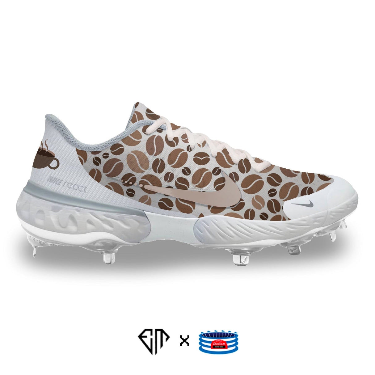 "Coffee" Nike Alpha Huarache Elite 3 Low Cleats by Stadium Custom Kicks