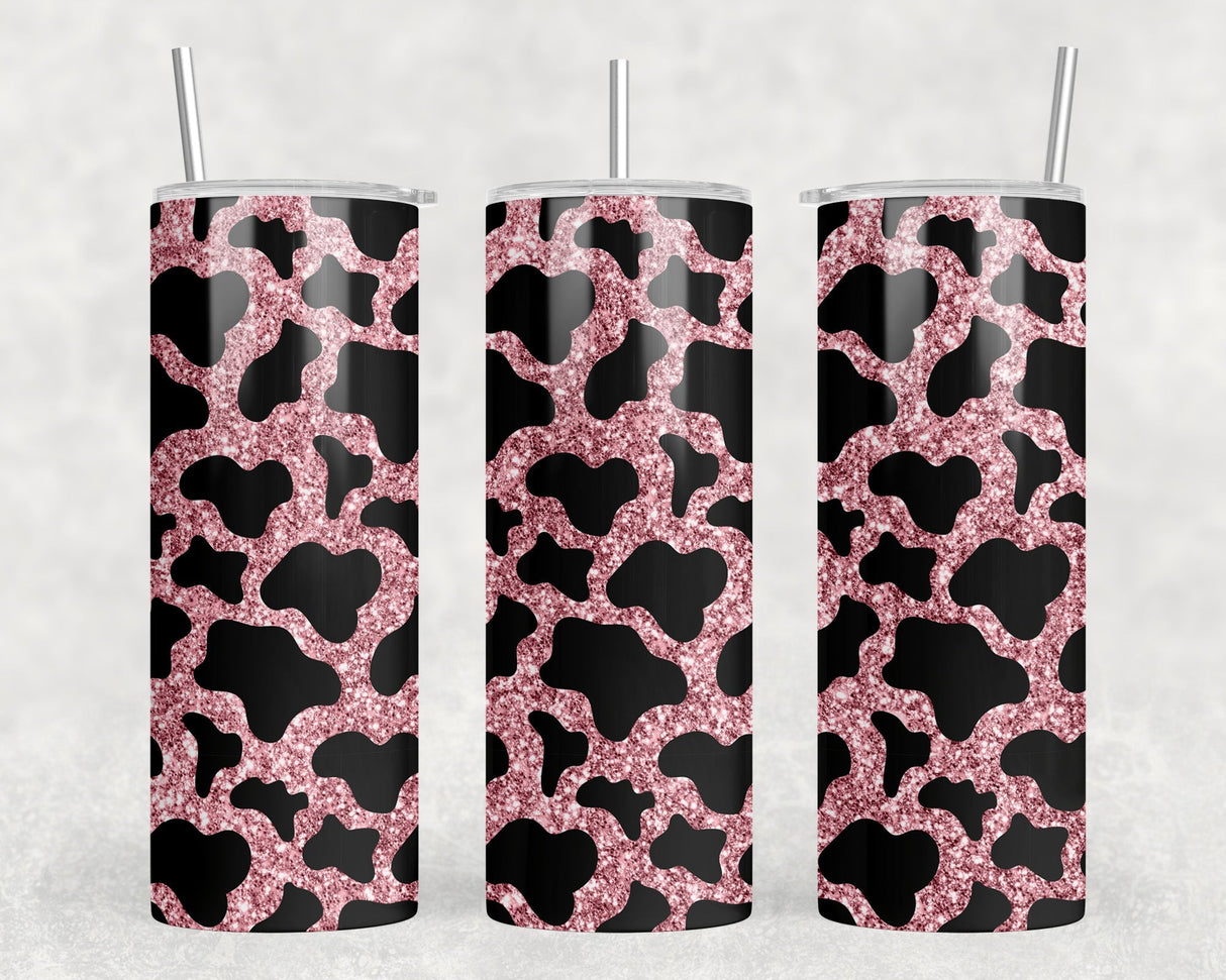 Cow Print  - 20 oz Steel Skinny Tumbler - Optional Blue Tooth Speaker - Speaker Color will Vary by Rowdy Ridge Co