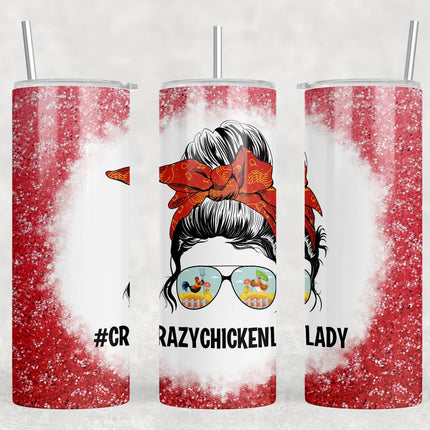 Crazy Chicken Lady - 20 oz Steel Skinny Tumbler - Optional Blue Tooth Speaker - Speaker Color will Vary by Rowdy Ridge Co